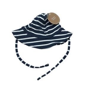 Polarn O. Pyret Baby Striped Bucket Sun Hat Navy & White Cotton Organic 1-2M